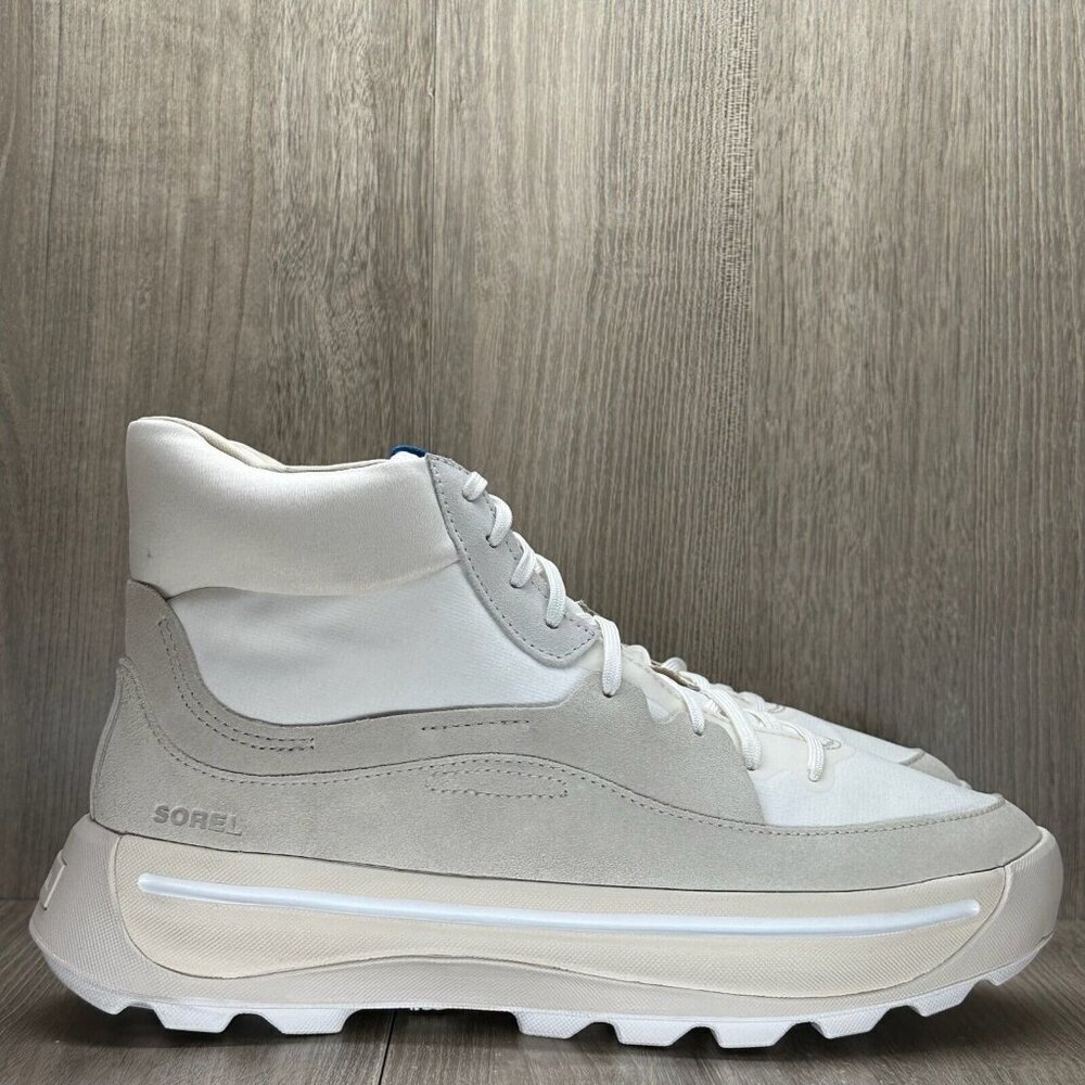 Sorel Shoes Womens Sz 12 Out N' About 503 Lace Up Mid Sneaker Suede Off White - Picture 2 of 12